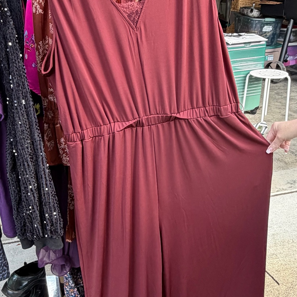 Maurices V-Neck Wide-Leg Jumpsuit in Wine